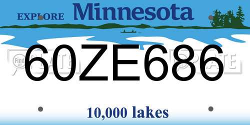 60ZE686 Minnesota License Plate