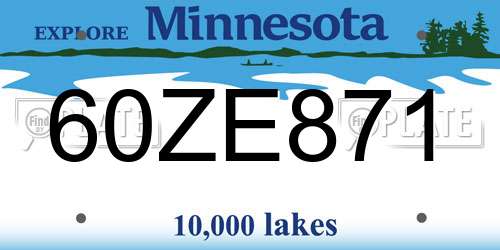 60ZE871 Minnesota License Plate