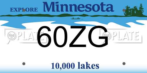60ZG Minnesota License Plate