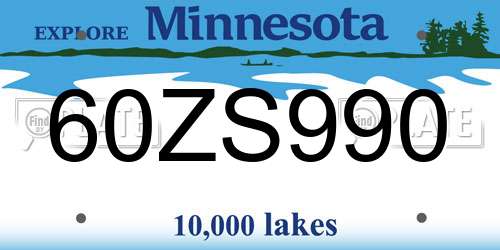 60ZS990 Minnesota License Plate