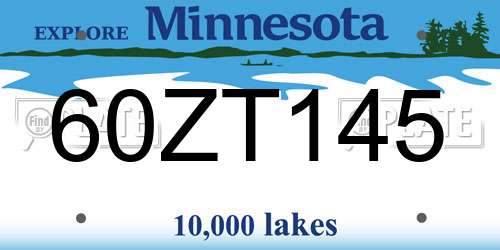 60ZT145 Minnesota License Plate