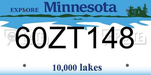 60ZT148 Minnesota License Plate