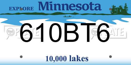 610BT6 Minnesota License Plate