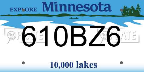 610BZ6 Minnesota License Plate
