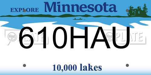610HAU Minnesota License Plate