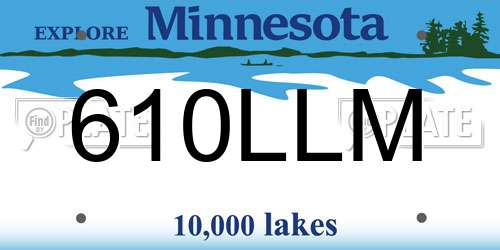 610LLM Minnesota License Plate