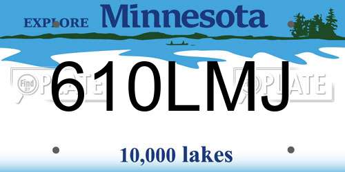 610LMJ Minnesota License Plate