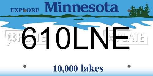 610LNE Minnesota License Plate