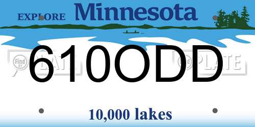 610ODD Minnesota License Plate