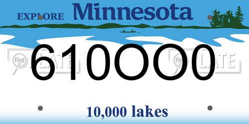 610OO0 Minnesota License Plate