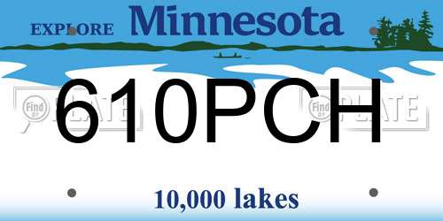610PCH Minnesota License Plate