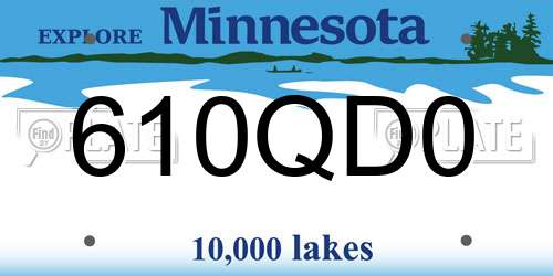 610QD0 Minnesota License Plate