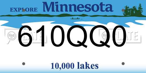 610QQ0 Minnesota License Plate