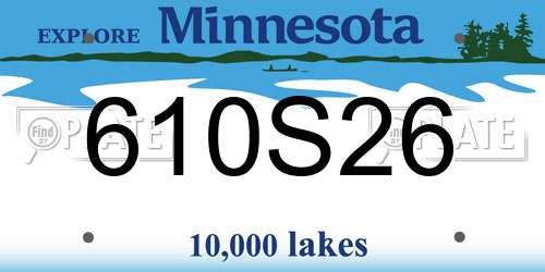 610S26 Minnesota License Plate