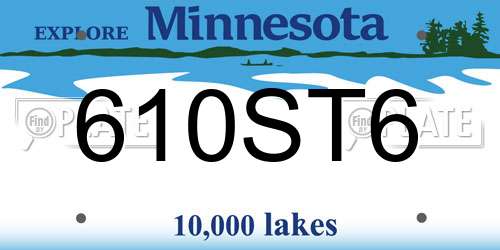 610ST6 Minnesota License Plate