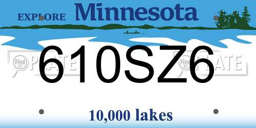 610SZ6 Minnesota License Plate