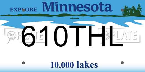 610THL Minnesota License Plate