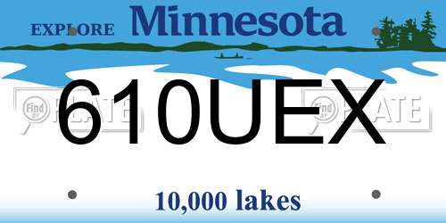 610UEX Minnesota License Plate