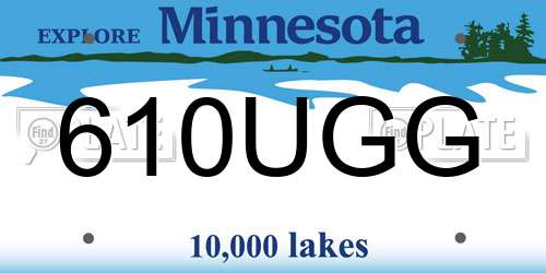 610UGG Minnesota License Plate