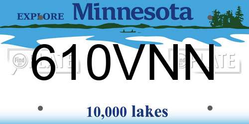 610VNN Minnesota License Plate