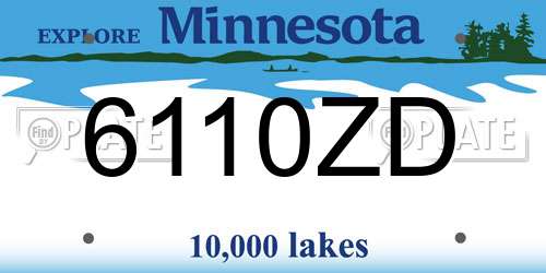 6110ZD Minnesota License Plate