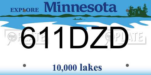 611DZD Minnesota License Plate