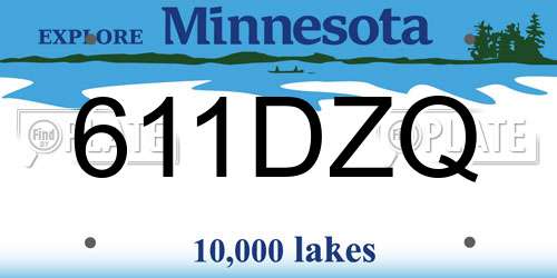611DZQ Minnesota License Plate