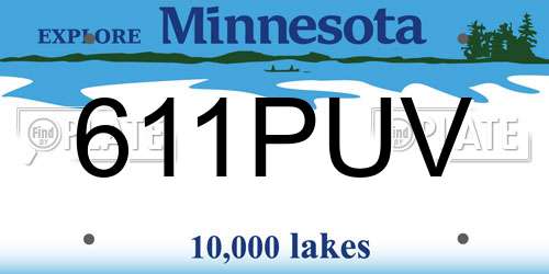 611PUV Minnesota License Plate