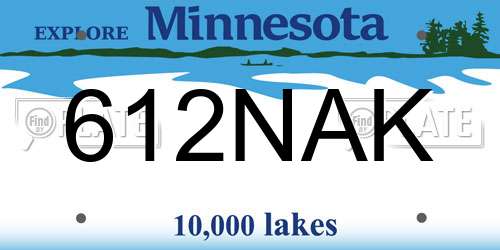 612NAK Minnesota License Plate