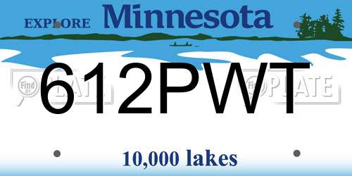 612PWT Minnesota License Plate
