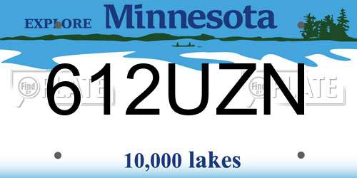 612UZN Minnesota License Plate
