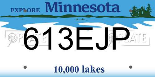 613EJP Minnesota License Plate