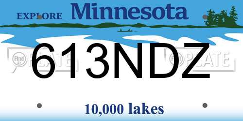 613NDZ Minnesota License Plate