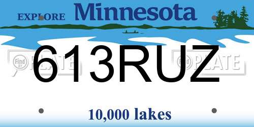 613RUZ Minnesota License Plate
