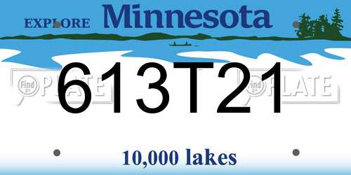 613T21 Minnesota License Plate