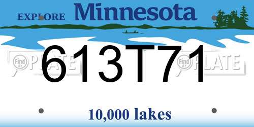 613T71 Minnesota License Plate