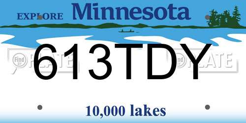 613TDY Minnesota License Plate