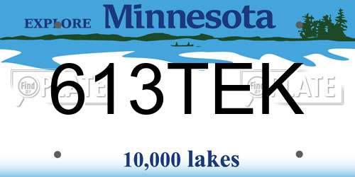 613TEK Minnesota License Plate