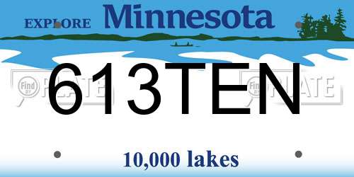 613TEN Minnesota License Plate