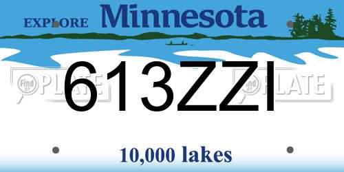 613ZZI Minnesota License Plate