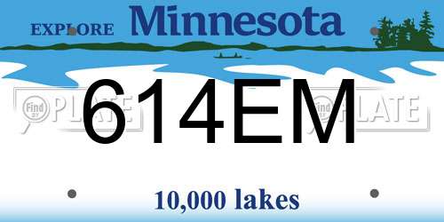614EM Minnesota License Plate