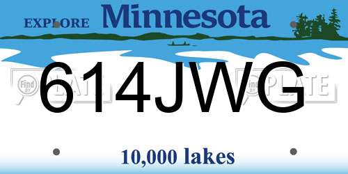 614JWG Minnesota License Plate