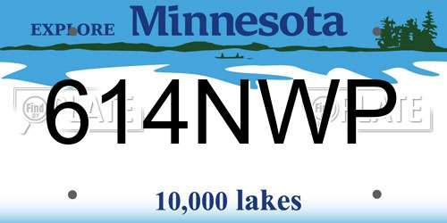 614NWP Minnesota License Plate
