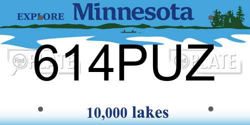 614PUZ Minnesota License Plate