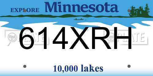 614XRH Minnesota License Plate