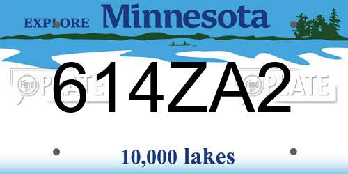614ZA2 Minnesota License Plate