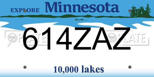 614ZAZ Minnesota License Plate