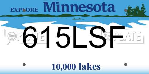 615LSF Minnesota License Plate