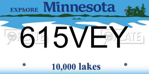 615VEY Minnesota License Plate