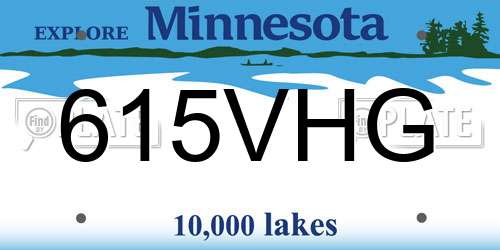 615VHG Minnesota License Plate